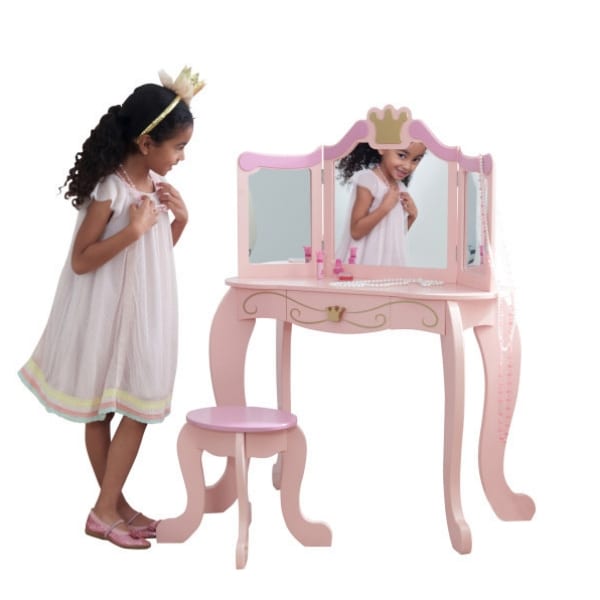 KidKraft meigilaud ja tool (buduaarilaud) lastele 'Princess Vanity', roosa