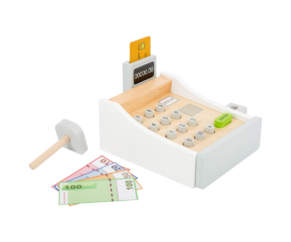 Puidust kassaaparaat raha ja kaartidega (2)