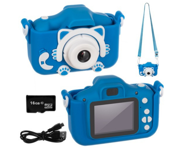 Laste digitaalne fotokaamera, sinine