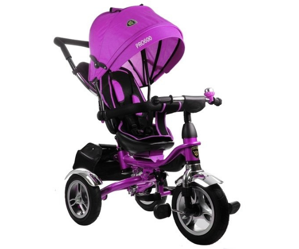 Kolmerattaline jalgratas lükkesanga ja varjuga PRO600, violetne